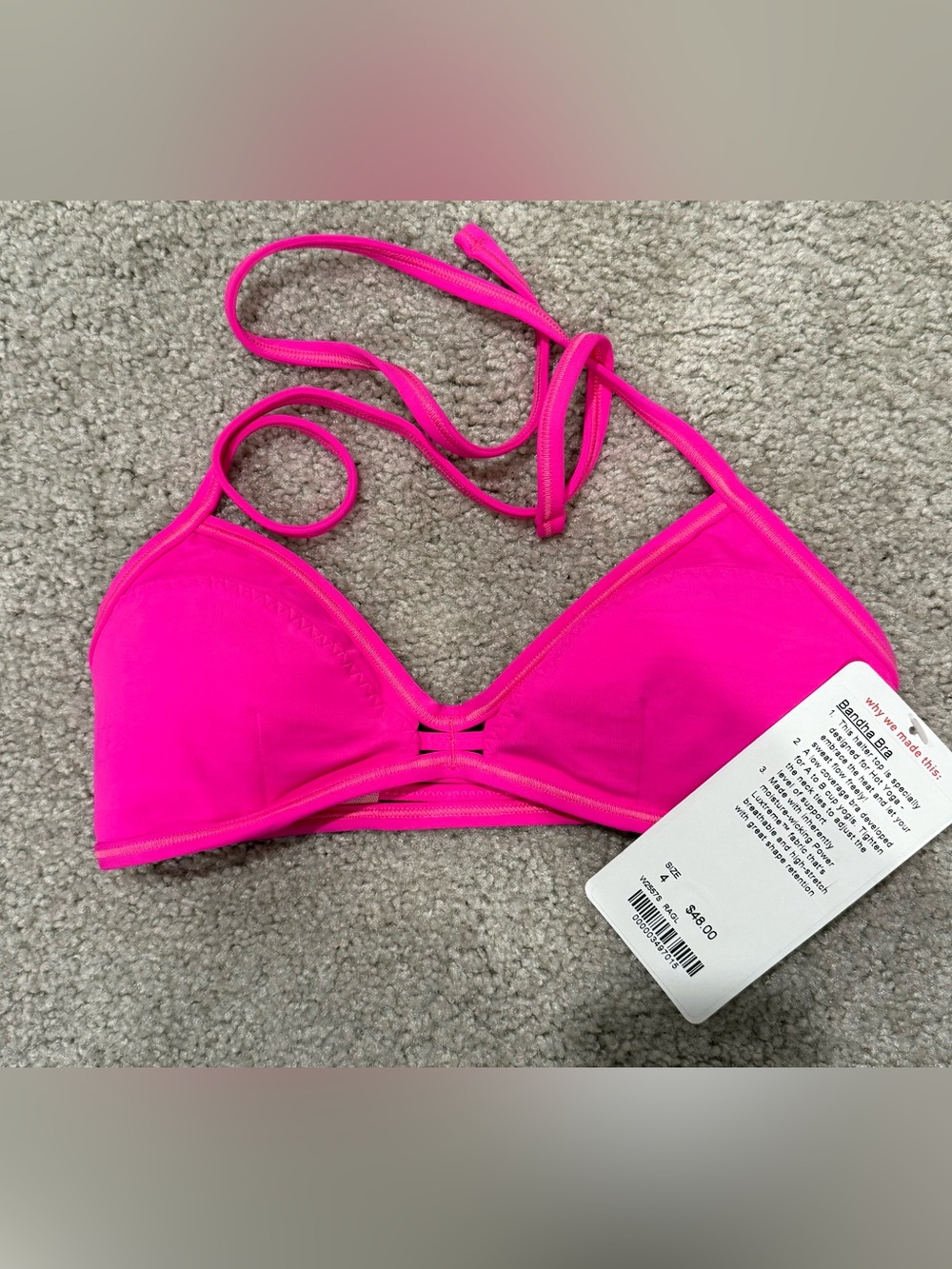 Lululemon Bandha bra Hot Pink Halter Swim Top size 4